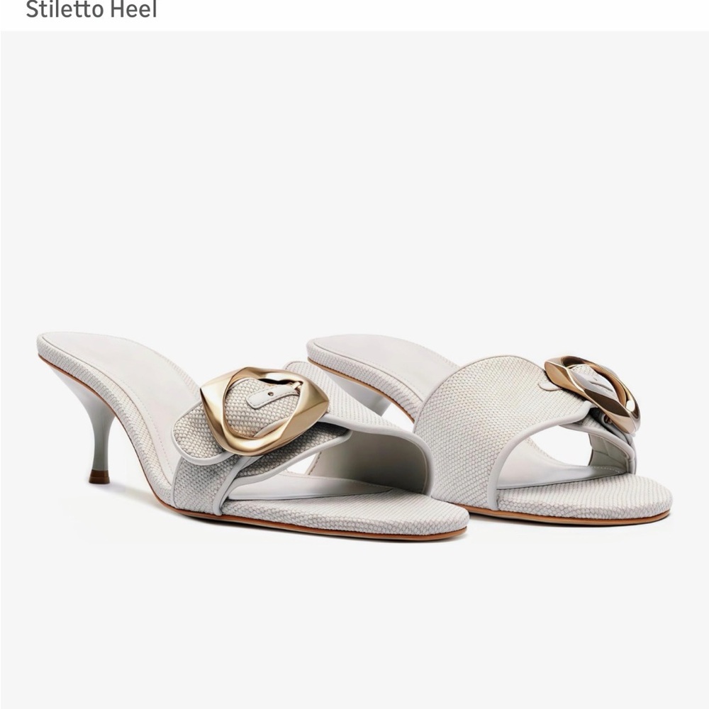 New-Buckle Slide Heeled Sandals for Women with 2.25 Inch Stiletto Heel